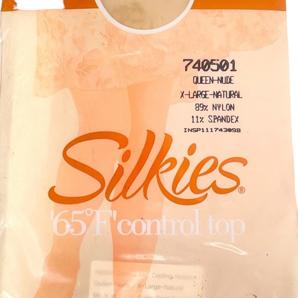 SILKIES NEW 3 PACK Queen/XL Nude 740501 Ultra Sheer 65* Control Top Sandalfoot - Picture 3 of 10